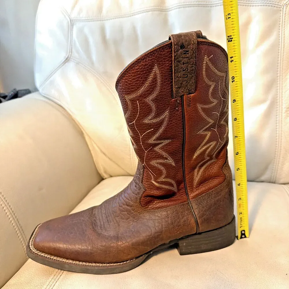 Justin Boots 11D Chet Mens Stampede Cowboy Leather Brown 7222